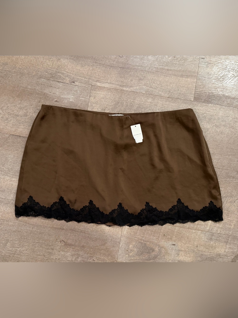 Abercrombie & Fitch Brown Mini Skort with Black Lace Trim